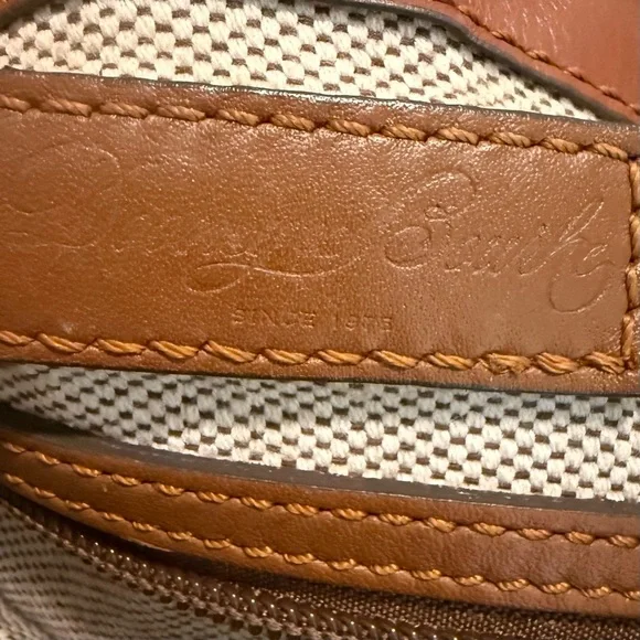 Dooney & Bourke Pebble Grain Satchel Bag in Smooth Brown Leather, Gold Accents - Picture 8 of 13